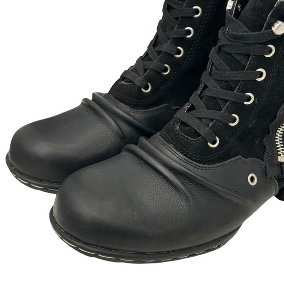 OTTO ZONE Moto Leather Suede Boots Men's 10 Black Streetwear Double Zip Biker - Picture 7 of 14